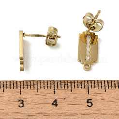 イオンプレーティング（IP）304ステンレススチールスタッドピアス金具  長方形  ゴールドカラー  12x6mm  穴：1.2mm  ピン：0.7x11mm&nbsp;STAS-I206-63G