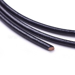 牛革レザーコード  本革ストリップコード編み紐  ブラック  約2.0 mm厚&nbsp;NPS001Y-3