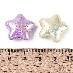 UVメッキ不透明アクリルビーズ  虹色の  スター  テクスチャ  ミックスカラー  19x20x9mm  穴：2mm&nbsp;OACR-N160-05