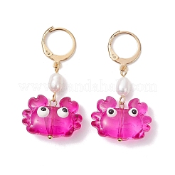 4 Pairs Crab Handmade Lampwork Enamel Leverback Earrings&nbsp;EJEW-TA00765