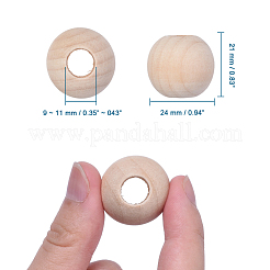 Natural Unfinished Wood Beads&nbsp;WOOD-25-LF