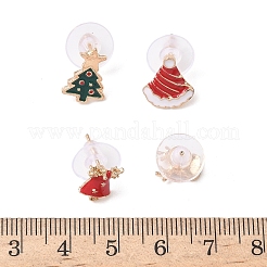 4Pcs Christmas Theme Alloy Enamel Stud Earrings&nbsp;EJEW-B068-02KCGG-04