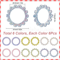 36個6色UVメッキアクリルリンキングリング  ミックスカラー  41x7.5mm  内径：28.5mm  6個/カラー&nbsp;MACR-SC0001-46