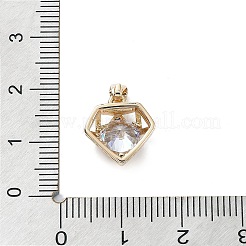 真鍮とK9ガラスのペンダント  ダイヤモンドのチャーム  ライトゴールド  13x12x5.5mm  穴：4x2.5mm&nbsp;X-KK-Z031-10KCG