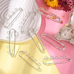 真鍮製ブローチパーツ  カドミウムフリー＆鉛フリー  DIYのブローチ作りのために  鉄ピンと  キルト針  銀色のメッキ  50x17mm  穴：3mm&nbsp;MAK-S002-50mm-BZ001S