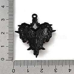 合金エナメルゴシックスタイルペンダント  ブラック  ハート  34x29.5x4mm  穴：1.6mm&nbsp;PALLOY-R157-06EB-06A