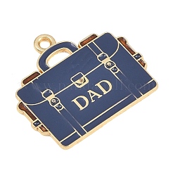 父の日 合金エナメルペンダント  「お父さん」の文字が入ったバッグ  プルシアンブルー  21.5x25x1mm  穴：1.8mm&nbsp;FIND-E054-05C