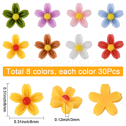 240色の桜樹脂カボション8個  ネイルアートの装飾の付属品  ミックスカラー  8x8x3mm  30個/カラー&nbsp;FIND-SC0019-68