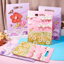 6Pcs 2 Styles Flower Printed Rectangle Paper Gift Bags with Hole Handles&nbsp;ABAG-TA0001-54