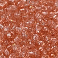 透明色ガラスラウンドビーズ  グリッターパウダー付き  丸い穴  ダークオレンジ  4x3mm  穴：1.4mm  約4500個/ポンド&nbsp;SEED-F006-05A-03