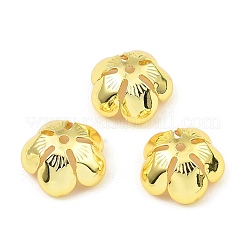 真鍮製ビーズキャップ  5  - 花びらの花  ゴールドカラー  13x13x6.5mm  穴：1.4mm&nbsp;KK-Z030-08G