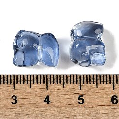 スプレープリントガラスビーズ  象  ライトスチールブルー  11x14x9.5mm  穴：1.2mm&nbsp;GLAA-Z007-04B