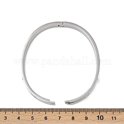 201ステンレススチールとラインストーンの女性用バングル  ハート  ステンレス鋼色  1/4インチ（0.6cm）  内径：2-3/8x2インチ（6x5cm）&nbsp;BJEW-B138-04P