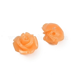 合成サンゴ刻まれたビーズ  染め  花  オレンジ  10x8.5mm  穴：1.3mm&nbsp;CORA-M001-07I