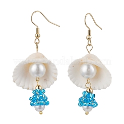 5Pair Shell Glass Dangle Earrings&nbsp;EJEW-MZ00424