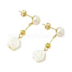 Natural Trochid Shell/Trochus Shell Stud Dangle Earrings for Women&nbsp;EJEW-JE07272