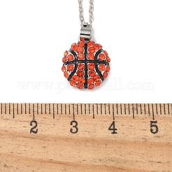 Zinc Alloy Hyacinth Rhinestone Sport Ball Pendant Cable Chain Necklaces&nbsp;LS-NJEW-U024-01P-03