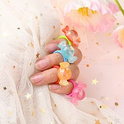 アクリルカフの指輪  樹脂と  キッズジュエリー  キャンディ  ランダムな混合色  ランダム単色またはランダム混色  13.5~14mm&nbsp;RJEW-JR00272-M