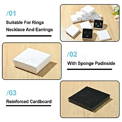 厚紙ギフトボックス12個  中に黒いスポンジを入れて  正方形  ホワイト  9x9x2.9cm&nbsp;CON-YW0001-68