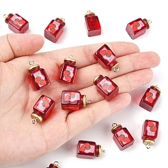 いちごジャム樹脂ペンダント15個  プラチナメッキ鉄ループ付き  レッド  21.5x16.5x11mm  穴：2mm&nbsp;RESI-FS0002-15