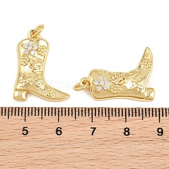 真鍮マイクロパヴェクリアキュービックジルコニアペンダント  花のチャームが付いたカウボーイブーツ  16KGP本金メッキ  22.5x17x4.5mm  穴：3mm&nbsp;CU-CBAFB88-07B-G