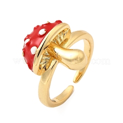 Brass Enemel Adjustable Open Cuff Rings for Women&nbsp;RJEW-I111-10G-03