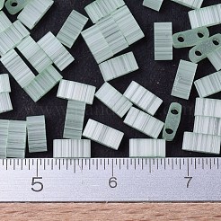 MIYUKIハーフティラビーズ  日本製シードビーズ  2の穴  （htl2559)シルクペールグリーン  5x2.3x1.9mm  穴：0.8mm  約250PCS /ボトル  10 G /ボトル&nbsp;SEED-JP0008-HTL2559