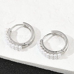 Brass ABS Imitation Pearl Hoop Earrings&nbsp;EJEW-M082-04P