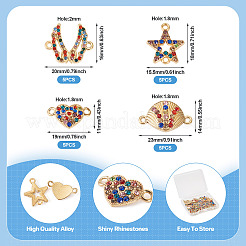 20Pcs 4 Styles Alloy Colorful Rhinestone Connector Charms&nbsp;FIND-TA0003-33