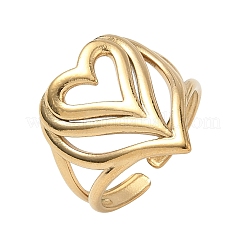 304 Stainless Steel Cuff Open Rings for Women&nbsp;RJEW-F208-03G-03