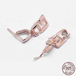 925スターリングシルバーペンダントベイル  アイスピック＆ピンチベイル  ローズゴールド  9x6x1mm  穴：3x6.5mmと1mm  ピン：0.5mm&nbsp;STER-E050-37RG