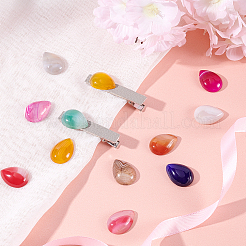 天然縞バンド /縞aカボション  染め  ティアドロップ  20~25x15~18x6~7mm  10色  2個/カラー  20個/箱&nbsp;G-FH0001-06