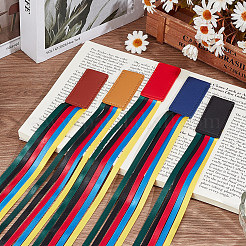5Pcs 5 Colors Colorful Ribbon PU Leather Bookmarks&nbsp;AJEW-CP0003-86B