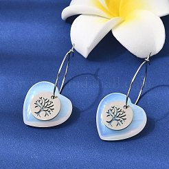 Natural & Synthetic Gemstone & 304 Stainless Steel Hoop Earrings for Women&nbsp;EJEW-G475-05P