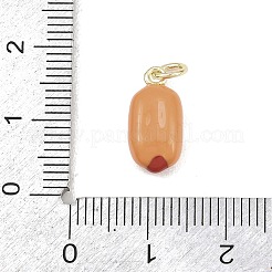 真鍮製エナメルペンダント  ゴールドカラー  ホットドッグ  14.5x7x5mm  丸カン：5x0.8ミリ  内径：3.2mm&nbsp;KK-Z144-01G-01