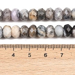 天然ブラックアフリカオパールビーズ連売り  ロンデル  多面カット  8~8.5x5~6mm  穴：1mm  約68~76個/連  14.96~15.35''（38~39センチメートル）&nbsp;G-C259-A52-5x8mm