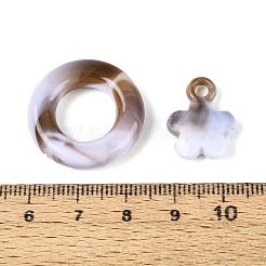 海の不透明アクリルパーツ  貝殻型/ひし形/丸型/花型チャーム  淡い茶色  19~25x14~25x5~6mm  穴：2~13mm&nbsp;OACR-T030-18M
