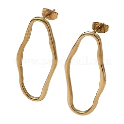 女性用304ステンレススチールナゲットスタッドピアス  18KGP本金メッキ  38x18mm&nbsp;SA-CBA21A8-02G
