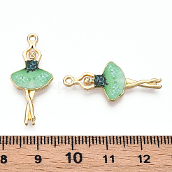 プリント合金ペンダント  バレエダンサーのチャム  淡緑色  29.5x13x2mm  穴：1.4mm&nbsp;ENAM-ZX002-32E