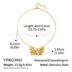 女性用304ステンレススチール製蝶の羽ペンダントネックレス  ゴールドカラー  15.75インチ（40cm）&nbsp;PR3975-2