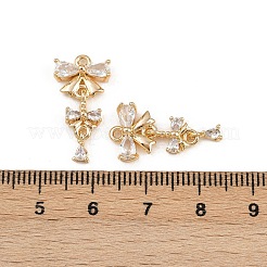 真鍮製マイクロパヴェキュービックジルコニアペンダント  蝶結び  18KGP本金メッキ  21.5x11.5x3.5mm  穴：1.4mm&nbsp;KK-C115-09G