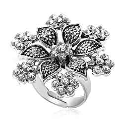 Alloy Rhinestone Cuff Open Rings&nbsp;WGD54B8-01