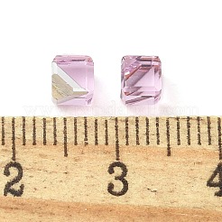 K9ガラス模造オーストリアクリスタルビーズ  穴がない  正方形  パールピンク  4x4x4mm&nbsp;GLAA-P069-01A-223