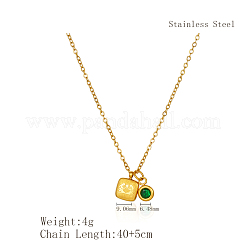 Stainless Steel Pace Green Cubic Zirconia Birthstone Zodiac Gemini Pendant Necklaces for Women&nbsp;ZA6688-1