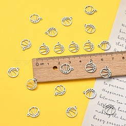 304ステンレススチールチャーム  中空  スポーツ用品  ステンレス鋼色  バスケットボールの模様  12x10x1mm  穴：1mm&nbsp;STAS-CJC0008-11P-02