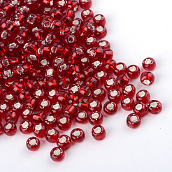Mgb松野ガラスビーズ  日本製シードビーズ  12/0銀並ぶガラス丸穴rocaillesシードビーズ  暗赤色  2x1mm  穴：0.5mm  約900個/箱  正味重量：約10g /箱&nbsp;SEED-R033-2mm-38RR
