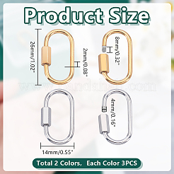 6Pcs 2 Colors 304 Stainless Steel Screw Carabiner Lock Charms&nbsp;STAS-HY0001-77