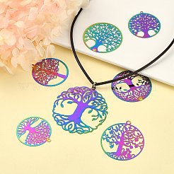 14Pcs 7 Styles Ion Plating(IP) 201 Stainless Steel Filigree Pendants&nbsp;STAS-SZ0002-34