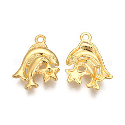 金メッキ合金ペンダントラインストーンセッティング  星座/黄道十二宮  魚座  12mm  穴：23.5x18.5x2.5mm  ss2（6mm）ラインストーンに適合&nbsp;PALLOY-WH0067-15G-12