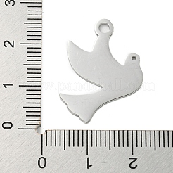 変色しない304ステンレススチールペンダント  レーザー切断  鳩のチャーム  ステンレス鋼色  18.5x20x1mm  穴：2.5mm&nbsp;STAS-B056-20P-01